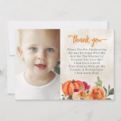 秋バーンドオレンジカボチャパッチ誕生日 サンキューカード (正面)