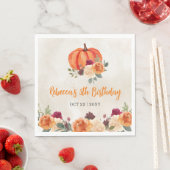 秋バーンドオレンジカボチャパッチ誕生日 スタンダードランチョンナプキン (インサイチュ)