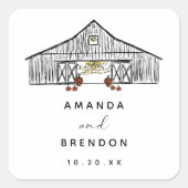 秋バーンパンプキ結婚ンス スクエアシール (正面)