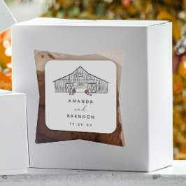 秋バーンパンプキ結婚ンス スクエアシール