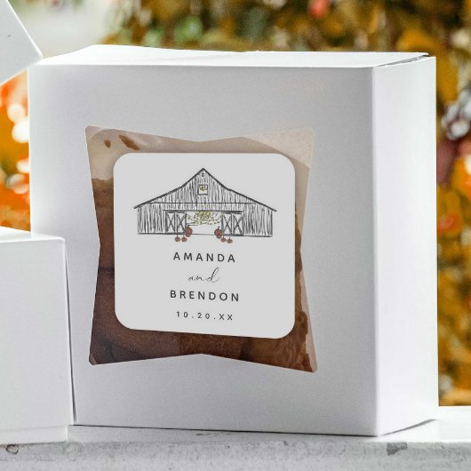 秋バーンパンプキ結婚ンス スクエアシール