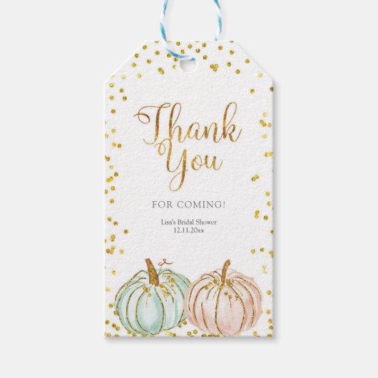 秋パステルパンプキンジェンダーリビールサンキューラベル ギフトタグ (正面)