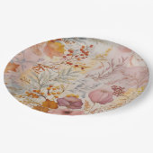 秋パステルフローラエレガント金ゴールドピンク ペーパープレート (アングル)