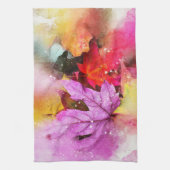 秋パステルメープルリーフの水彩エレガント秋 キッチンタオル (縦)