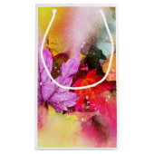 秋パステルメープルリーフの水彩秋エレガント スモールペーパーバッグ (裏面)