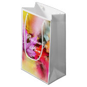 秋パステルメープルリーフの水彩秋エレガント スモールペーパーバッグ (正面アングル)