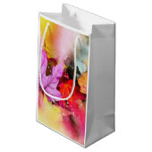 秋パステルメープルリーフの水彩秋エレガント スモールペーパーバッグ (裏面アングル)