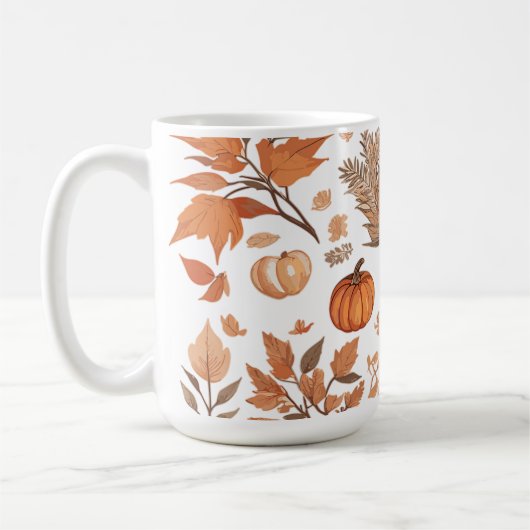 秋パターンデザイン コーヒーマグカップ (左)
