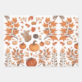 秋パターンデザイン ラッピングペーパーシート