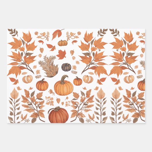 秋パターンデザイン ラッピングペーパーシート (正面)