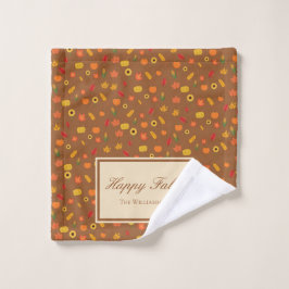 秋パターンファミリ姓ブラウン バスタオルセット