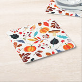 秋パターン紙コースター スクエアペーパーコースター (アングル)