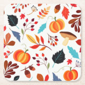 秋パターン紙コースター スクエアペーパーコースター (正面)