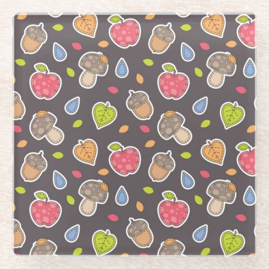 秋パターン ガラスコースター (正面)