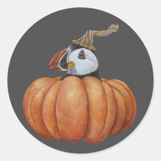 秋パフィンのステッカーを検索 ラウンドシール (正面)