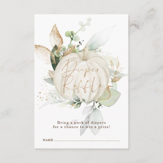 秋パンプキンエレガントグリーンリー金ゴールドオムツラッフル エンクロージャーカード (正面)