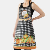 秋パンプキンオンブラックジンガムモノグラムの エプロン (インサイチュ)