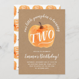 秋パンプキンオータムセカンド誕生日クラフト素朴 招待状