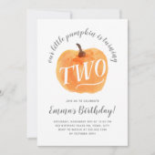 秋パンプキンオータムセカンド誕生日ホワイト 招待状 (正面)