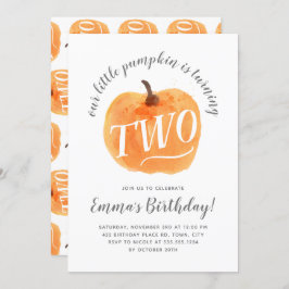 秋パンプキンオータムセカンド誕生日ホワイト 招待状