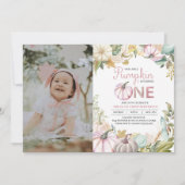 秋パンプキンオータムファースト誕生日招待状ガール 招待状 (正面)