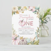 秋パンプキンオータムファースト誕生日招待状ガール 招待状 (スタンド正面)