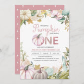 秋パンプキンオータムファースト誕生日招待状ガール 招待状 (正面/裏面)