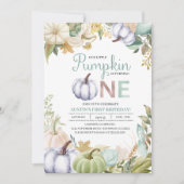 秋パンプキンオータムファースト誕生日招待状ボーイ 招待状 (正面)