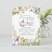 秋パンプキンオータムファースト誕生日招待状ボーイ 招待状 (スタンド正面)