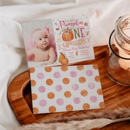 秋パンプキンオータムファースト誕生日招待状 招待状