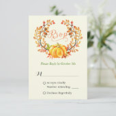 秋パンプキンオータム葉フローラリースRSVP 出欠カード (スタンド正面)