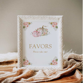 秋パンプキンガール誕生日ウィズサイン ポスター