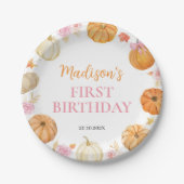 秋パンプキンガール誕生日 ペーパープレート (正面)