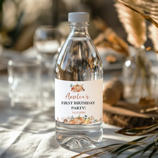 秋パンプキンキッズファースト誕生日 ペットボトルラベル