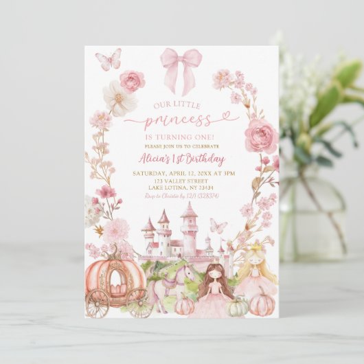 秋パンプキンキャリッジプリンセスキングダム誕生日 招待状 (スタンド正面)