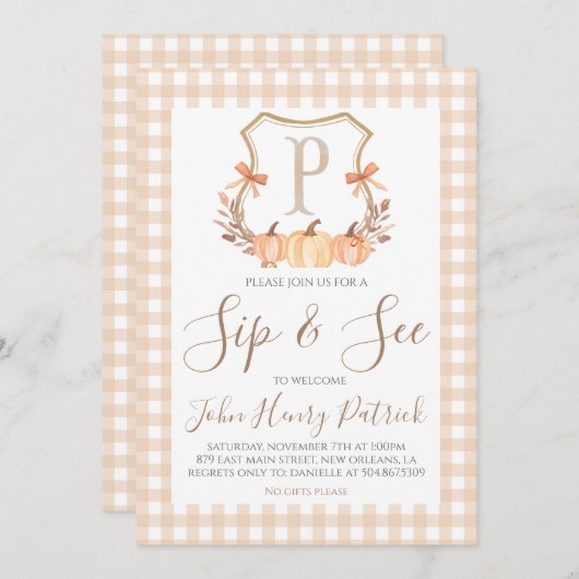 秋パンプキンクレストシップ&シー招待状 招待状 (正面/裏面)