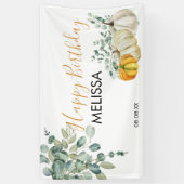 秋パンプキングリーナリーハッピーバースデーバナー 横断幕 (縦)