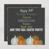 秋パンプキングレー背景パーティの招待状 招待状 (正面/裏面)