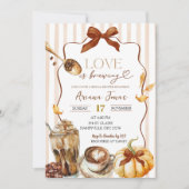 秋パンプキンコーヒーラブイズブルーイングブライダルシャワー 招待状 (正面)