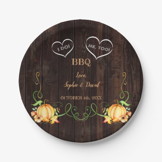 秋パンプキンストリングライツオールドバーンI do BBQ ペーパープレート (正面)