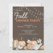 秋パンプキンストリングライトディナーパーティー 招待状 (正面)