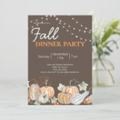 秋パンプキンストリングライトディナーパーティー 招待状 (スタンド正面)