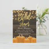 秋パンプキンズウッドライトゴールドフォイルブライダルシャワー 招待状 (スタンド正面)