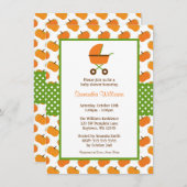 秋パンプキンズキャリッジベビーシャワー 招待状 (正面/裏面)