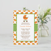 秋パンプキンズキャリッジベビーシャワー 招待状 (スタンド正面)