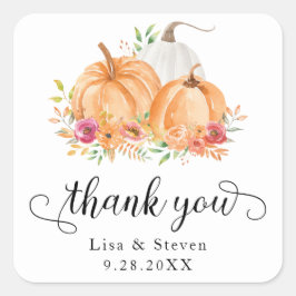秋パンプキンズサンキュー結婚式用シール スクエアシール