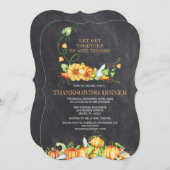 秋パンプキンズチョークボードサンクスギビングディナー 招待状 (正面/裏面)