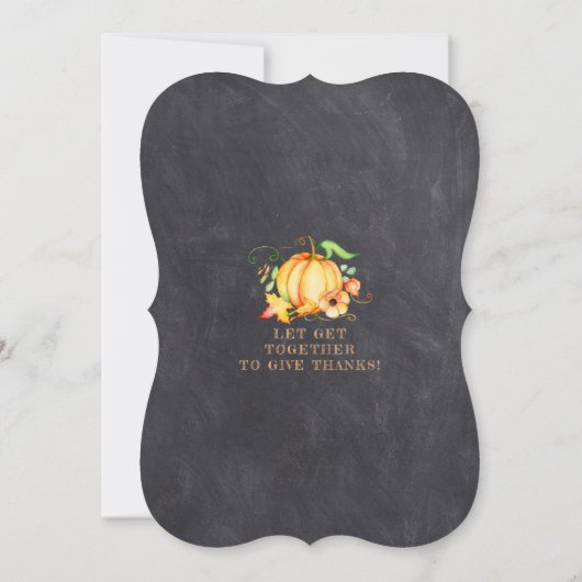 秋パンプキンズチョークボードサンクスギビングディナー 招待状 (裏面)