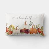 秋パンプキンズバーガンディフローラカントリーシックなスクリプト ランバークッション (裏面)