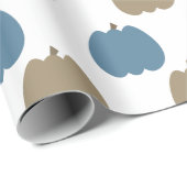 秋パンプキンズブルーベージュ ラッピングペーパー (ロールコーナー)